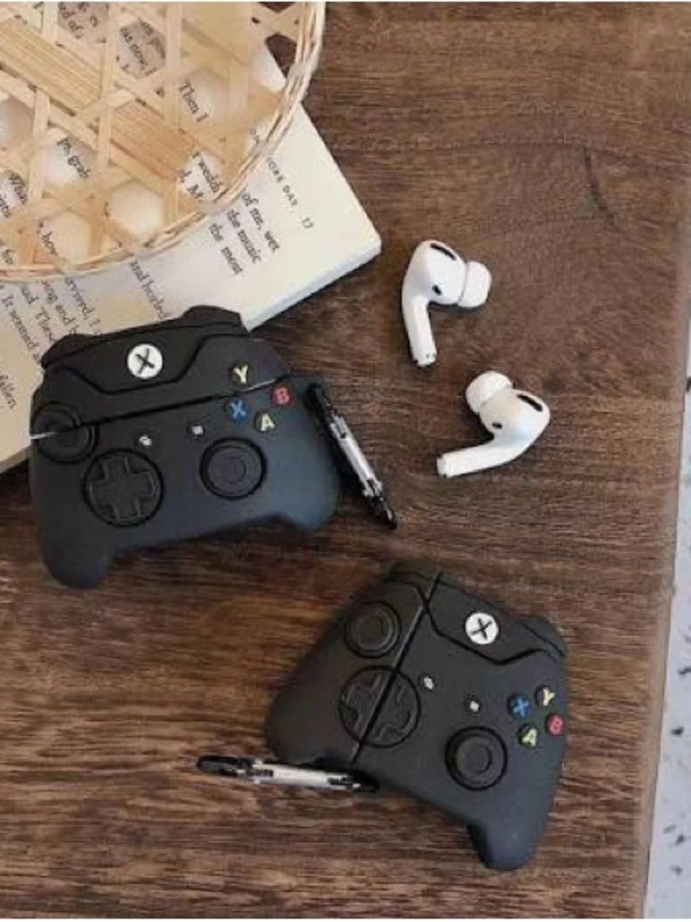 Black Game Controller Protective Case with Clip - Soft Silicone